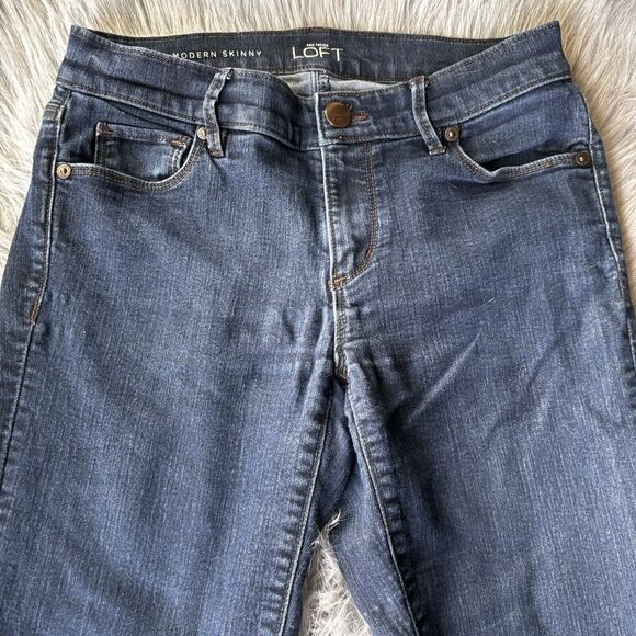 Loft Modern Skinny Jeans Size 26/ 2 Dark Wash Stretch Denim Classic 5 Pocket - Picture 2 of 12